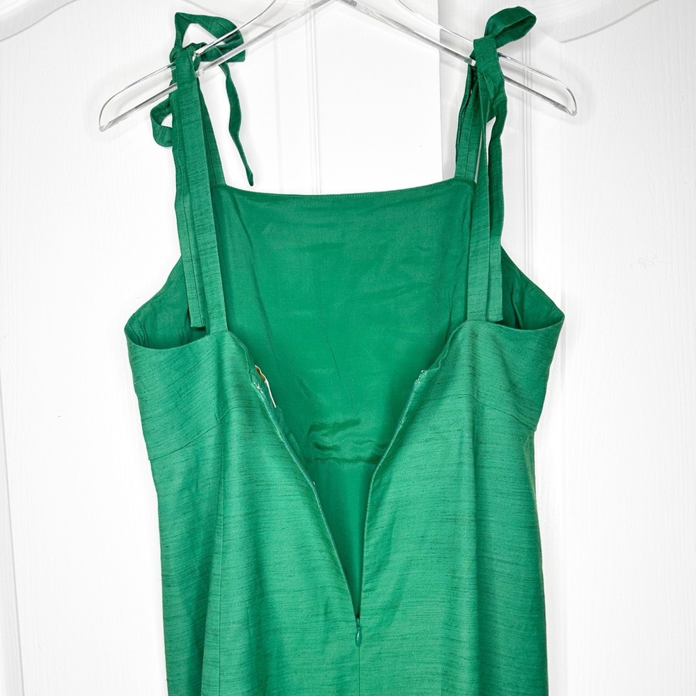 Sézane Green Tie-Strap Mini Dress Linen Blend Cutout Back Size 42 Large NWT - Picture 6 of 10